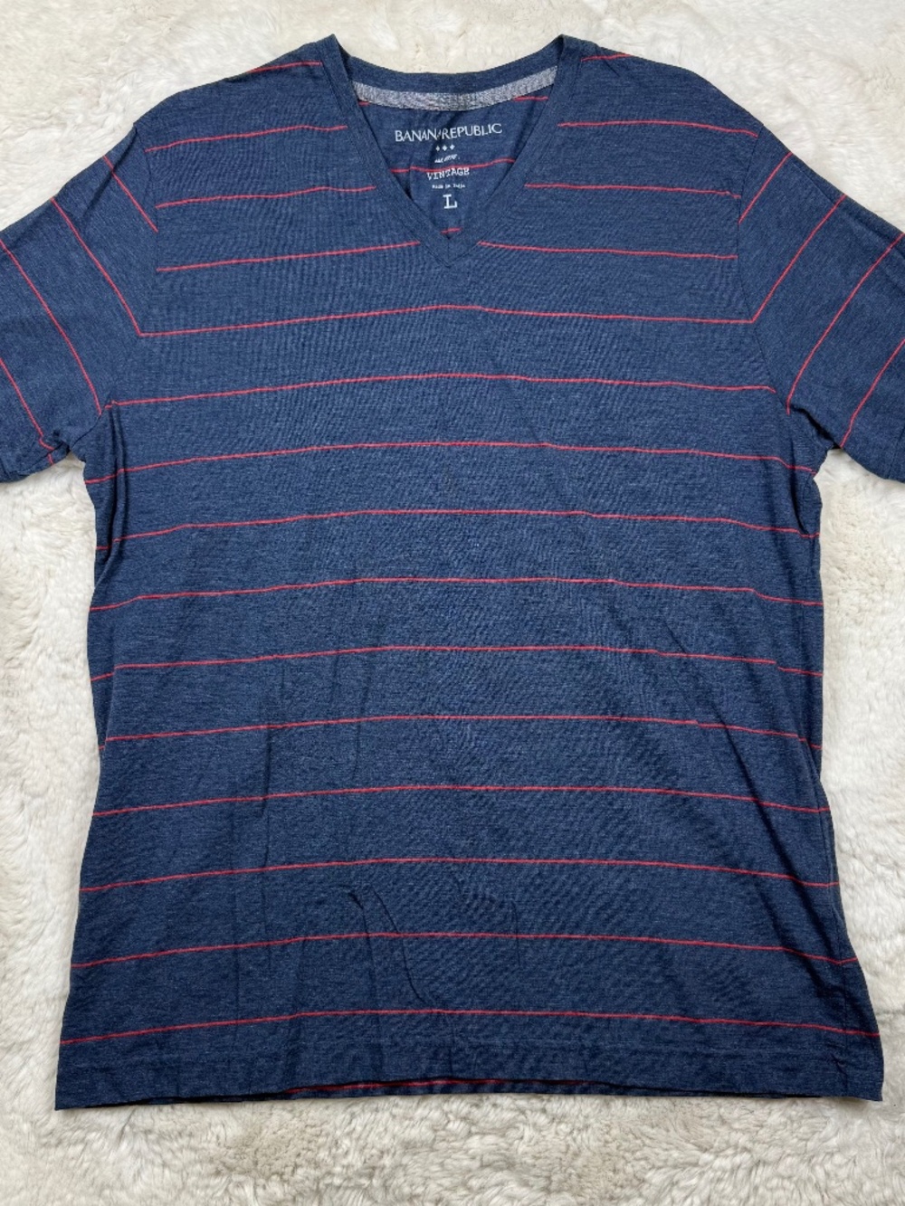 Banana Republic Vintage Striped V-Neck Short Sleeve T-Shirt Men's Large